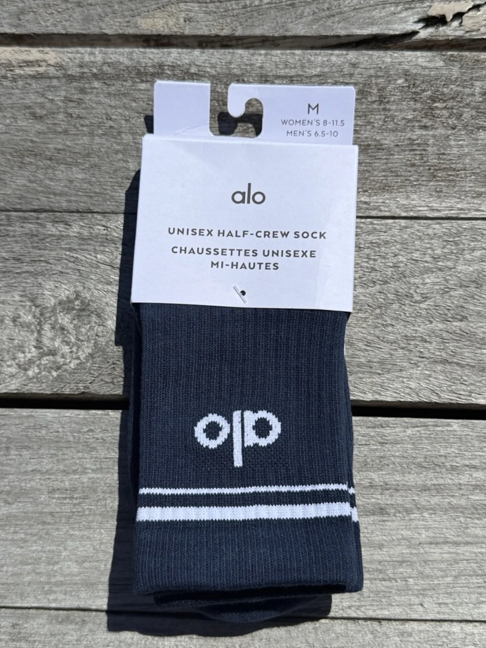 Alo Unisex Half-Crew Throwback Sock NWT navy size‎ medium